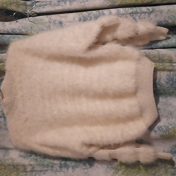 Beautiful Vintage mohair sweater button up bomber style cream / off white - Picture 11 of 12